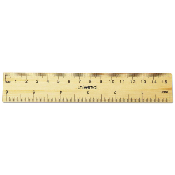 Flat Wood Ruler, Standard/Metric, 6" Long