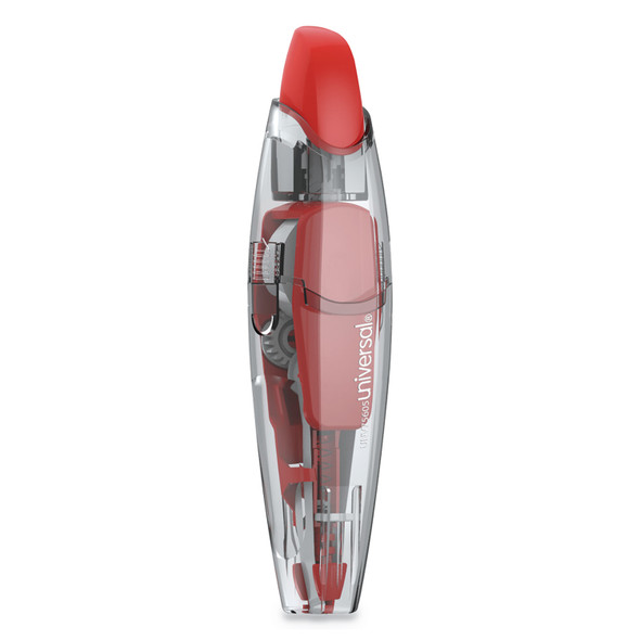 Retractable Pen Style Correction Tape, Transparent Gray/Red Applicator, 0.2" x 236", 4/Pack