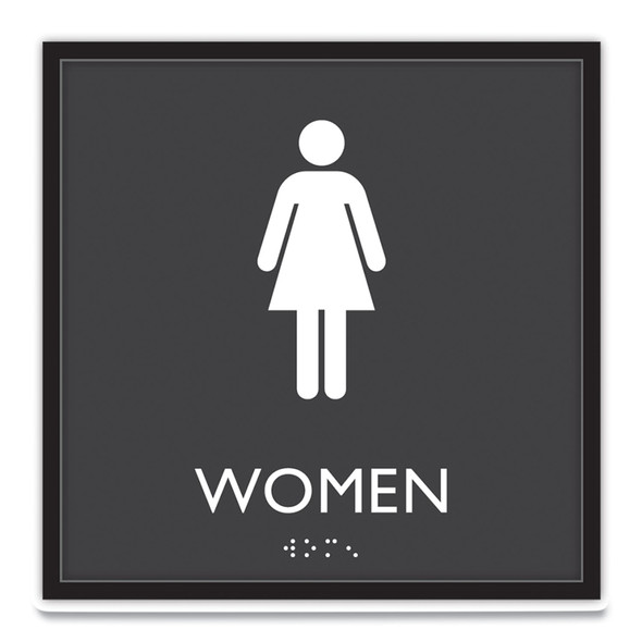 ADA Sign, Women, Plastic, 8 x 8, Clear/White