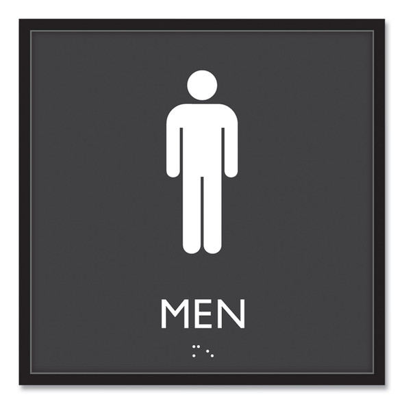 ADA Sign, Men, Plastic, 8 x 8, Clear/White