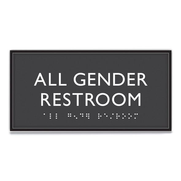 ADA Sign, All Gender Restroom, Plastic, 4 x 4, Clear/White