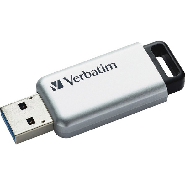 Verbatim 64GB Store 'n' Go Secure Pro USB 3.0 Flash Drive with AES 256 Hardware Encryption - Silver - 64 GB