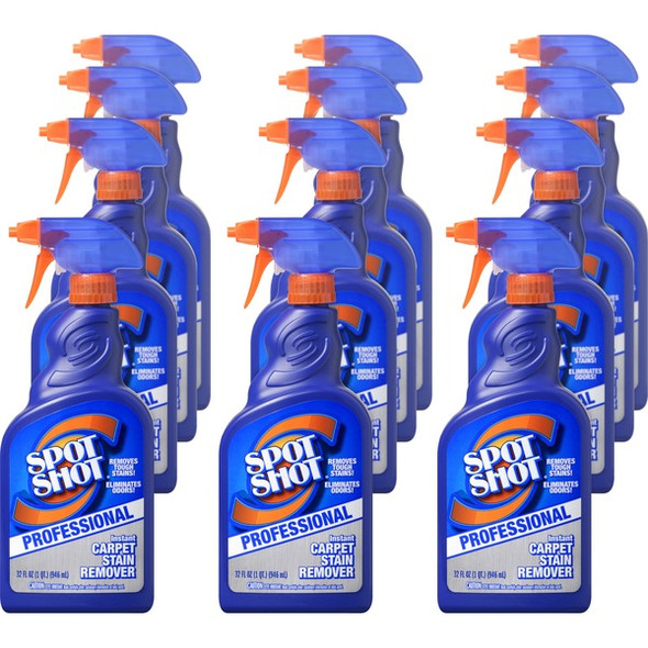 Spot Shot Professional Instant Carpet Stain Remover - For Carpet - 32 fl oz (1 quart) - 12 / Carton - Odor Neutralizer - Clear