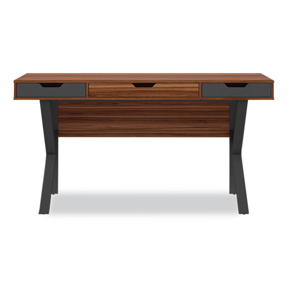 Stirling Table Desk, 59.75" x 23.75" x 31", Natural Walnut/Charcoal Gray