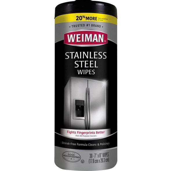 Weiman Stainless Steel Wipes - 30 / Canister - 1 Each - White