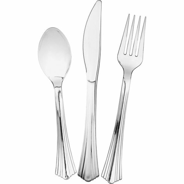 Reflections TableLux Fork Knife & Spoon Combo - 75/Pack - Flatware Set - 25 x Spoon - 25 x Fork - 25 x Knife - Silver