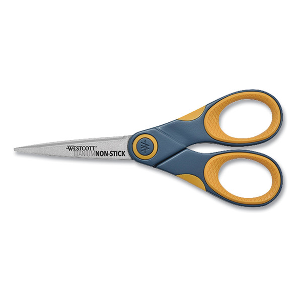 Titanium Bonded Scissors, 5" Long, Gray/Orange Straight Handle