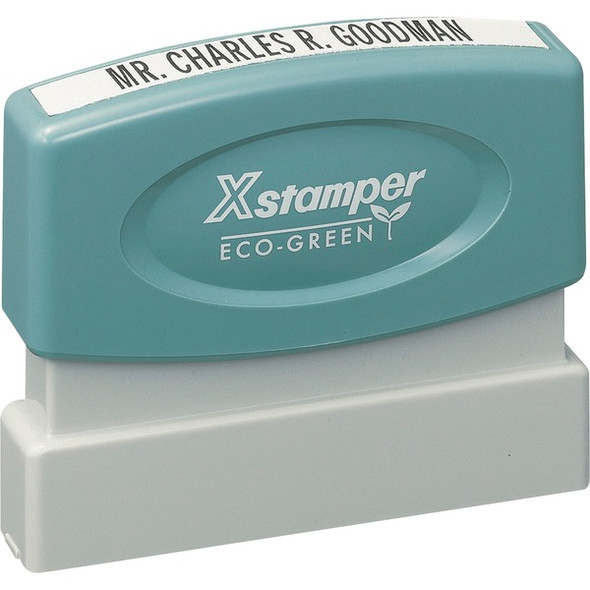 Xstamper Custom Single Line Pre-inked Stamp - Custom Message Stamp - 0.12" Impression Width x 2.37" Impression Length - 50000 Impression(s) - Recycled - 1 Each