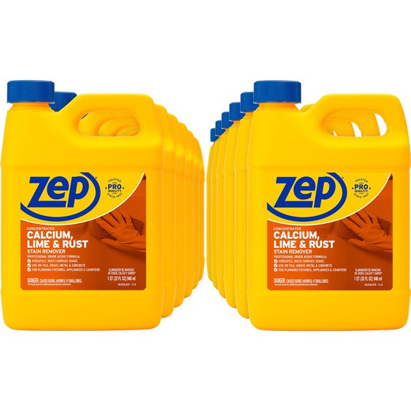 Zep Calcium, Lime & Rust Stain Remover - Concentrate Liquid - 32 fl oz (1 quart) - 1 Each - Yellow