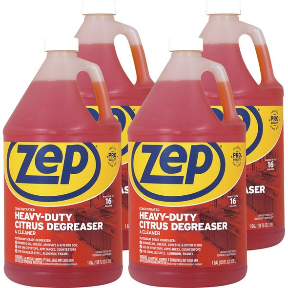 Zep Heavy-Duty Citrus Degreaser - Concentrate - 128 fl oz (4 quart) - 4 / Carton - Orange