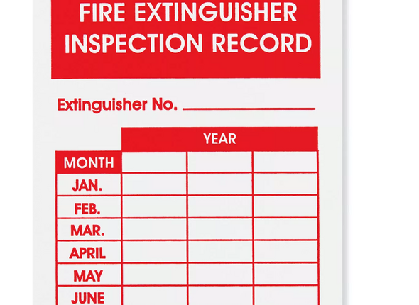 Fire Extinguisher Tags - Inspection Record