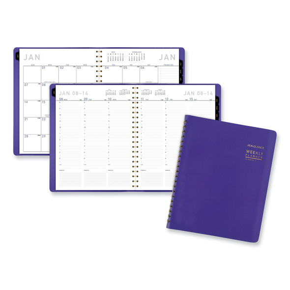 Contemporary Weekly/Monthly Planner, 11.38 x 9, Purple Cover, 12-Month (Jan to Dec): 2024