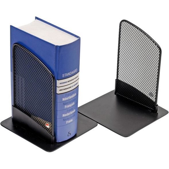 Alba Mesh Bookend - 6.3" Height x 5.1" Width x 5.1" DepthDesktop - Black - Metal - 1 Each