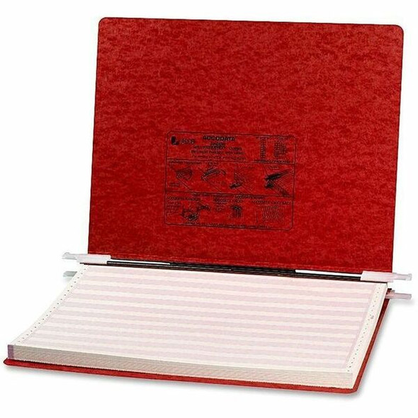 ACCO PRESSTEX Unburst Sheet Covers - 6" Binder Capacity - Fanfold - 11" x 14 7/8" Sheet Size - Executive Red - Recycled - Retractable Filing Hooks, Hanging System, Moisture Resistant, Water Resistant - 1 Each