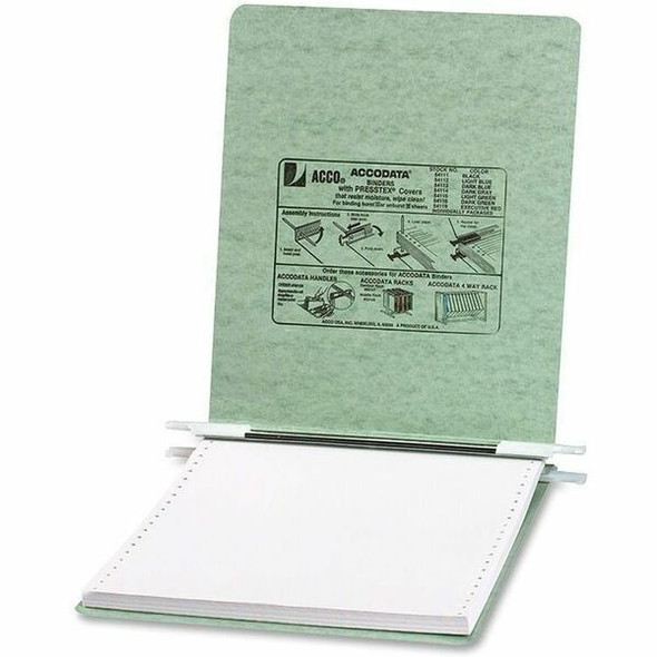ACCO PRESSTEX Unburst Sheet Covers - 6" Binder Capacity - 9 1/2" x 11" Sheet Size - Light Green - Recycled - Retractable Filing Hooks, Hanging System, Moisture Resistant, Water Resistant - 1 Each