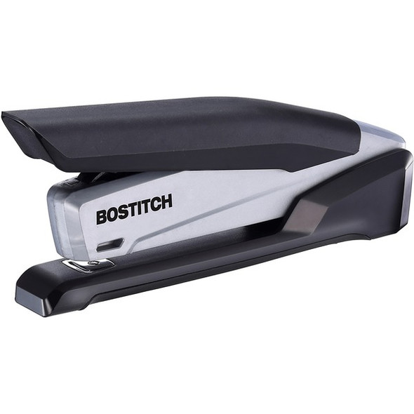 Bostitch InPower Spring-Powered Antimicrobial Desktop Stapler - 20 Sheets Capacity - 210 Staple Capacity - Full Strip - 1 Each - Silver, Black