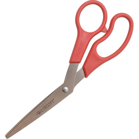 Westcott All Purpose 8" Bent Scissors - 3.50" Cutting Length - 8" Overall Length - Bent-left/right - Stainless Steel - Bent Tip - Stainless Steel - 1 Each