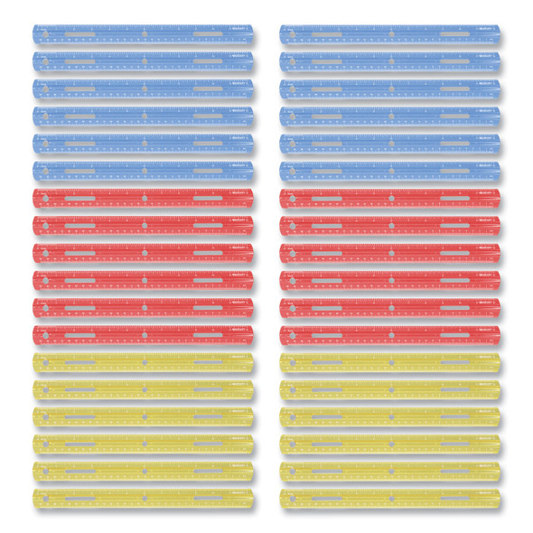 Plastic Ruler, Standard/Metric, 12" (30 cm) Long, Assorted Translucent Colors