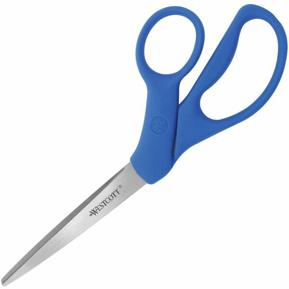 Westcott 8" Bent All Purpose Scissors - 3.50" Cutting Length - 8" Overall Length - Bent-left/right - Stainless Steel - Pointed Tip - Stainless Steel - 1 Each