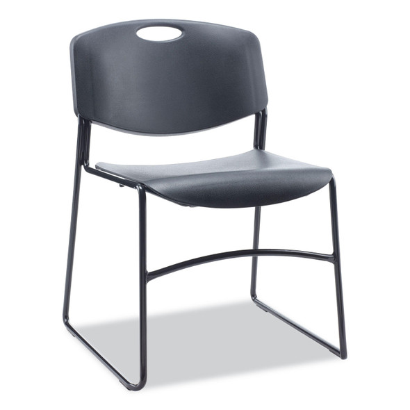 Alera Resin Stacking Chair, Supports Up to 275 lb, 18.50" Seat Height, Black Seat, Black Back, Black Base, 4/Carton