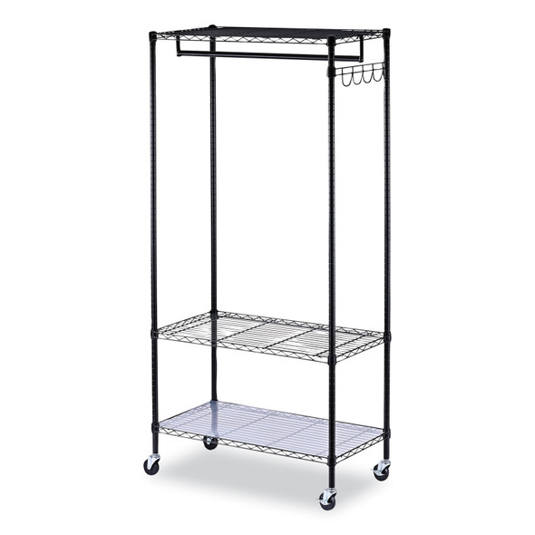 Wire Shelving Garment Rack, 30 Garments, 36w x 18d x 75h, Black