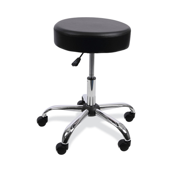 Height Adjustable Lab Stool, Backless, Supports Up to 275 lb, 19.69" to 24.80" Seat Height, Black Seat, Chrome Base