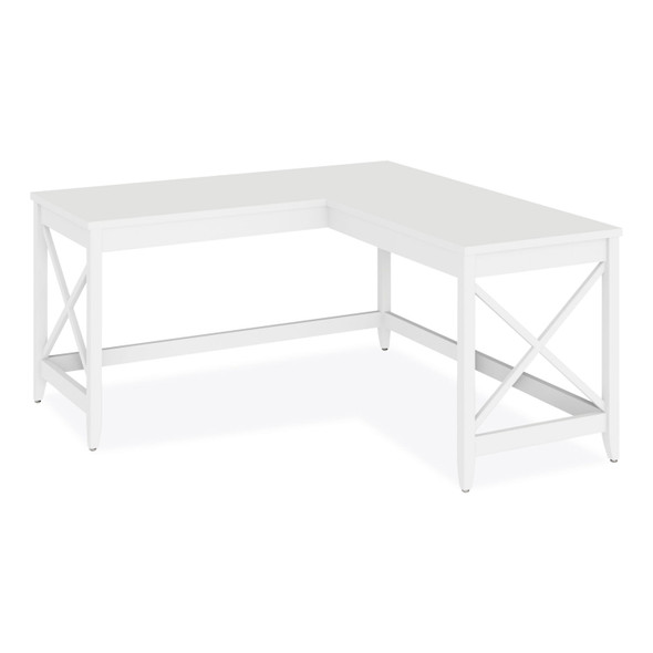 L-Shaped Farmhouse Desk, 58.27" x 58.27" x 29.53", White