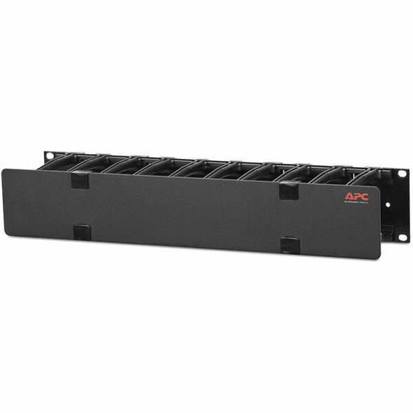 APC by Schneider Electric Horizontal Cable Manager, 2U x 4" Deep, Single-Sided with Cover - Cable Manager - Black - 1U Rack Height - 19" Panel Width - TAA Compliant