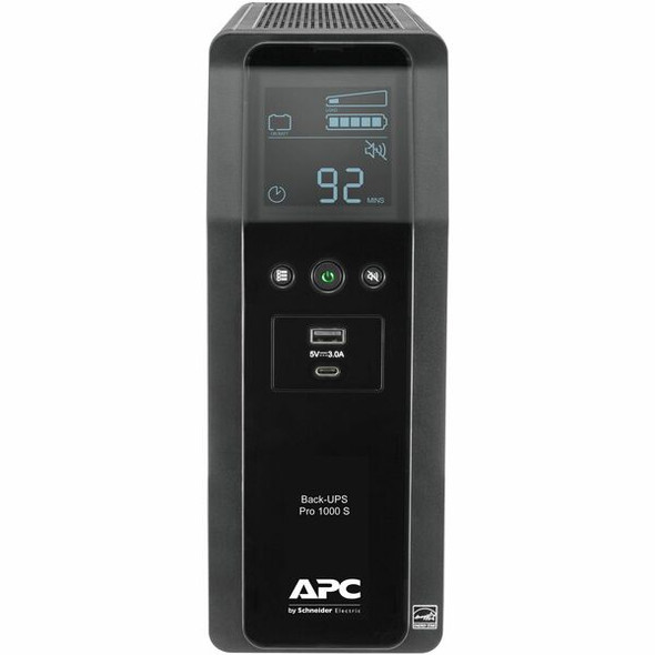 APC by Schneider Electric Back-UPS Pro BR1000MS 1.0KVA Tower UPS - Tower - 16 Hour Recharge - 3.70 Minute Stand-by - 120 V Input - 120 V AC Output - Sine Wave - 4 x NEMA 5-15R, 6 x NEMA 5-15R - 10 x Battery/Surge Outlet