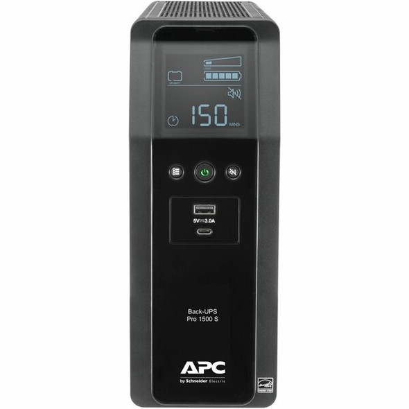 APC by Schneider Electric Back UPS PRO 1500VA Line Interactive Tower UPS - Tower - AVR - 16 Hour Recharge - 4.10 Minute Stand-by - 120 V Input - 120 V AC Output - Sine Wave - 10 x NEMA 5-15R, 2 x USB - 10 x Battery/Surge Outlet