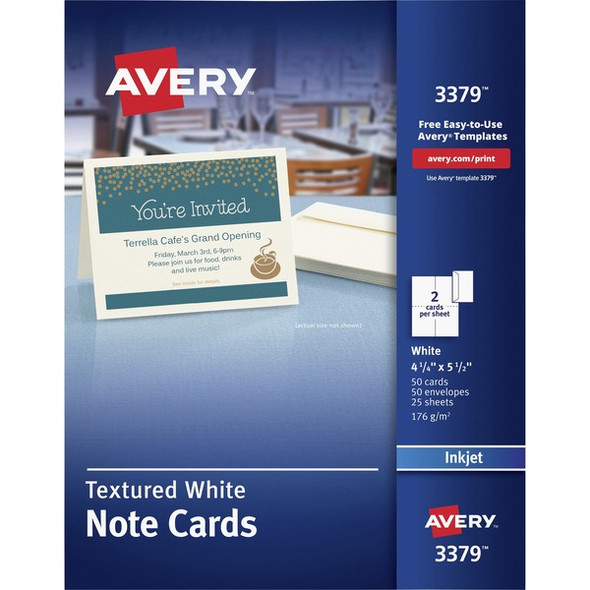Avery&reg; Note Card - 6 / Carton - Textured - White
