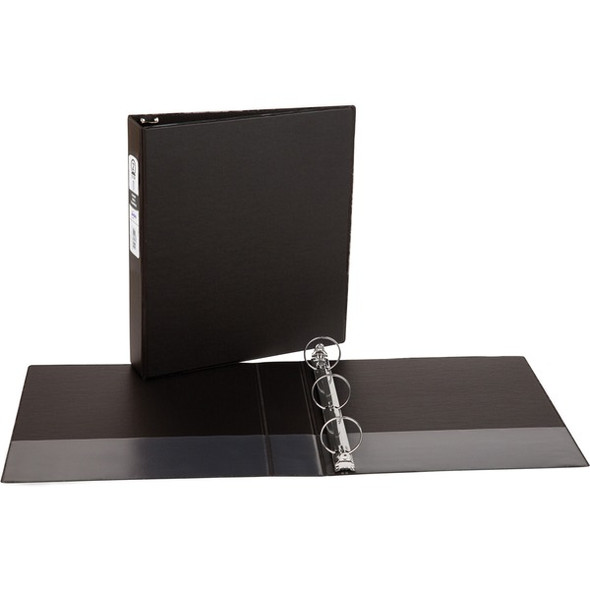 Avery&reg; Economy Binder - 2" Binder Capacity - Letter - 8 1/2" x 11" Sheet Size - 375 Sheet Capacity - 3 x Round Ring Fastener(s) - 2 Internal Pocket(s) - Vinyl - Black - Recycled - Non Locking Mechanism - 1 Each