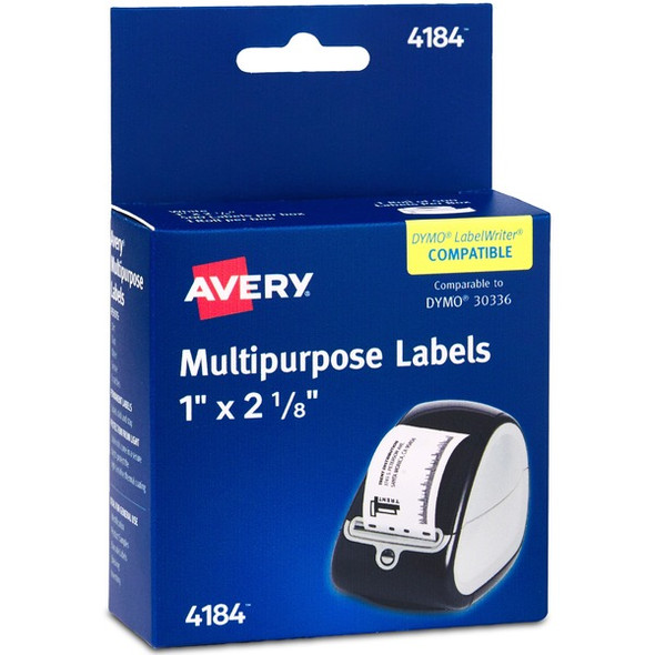 Avery&reg; Direct Thermal Roll Labels - 1" Height x 2 1/8" Width - Permanent Adhesive - Rectangle - Thermal - Bright White - Paper - 500 / Sheet - 500 / Roll - 1 Total Sheets - 500 Total Label(s) - 500 / Box - Water Resistant