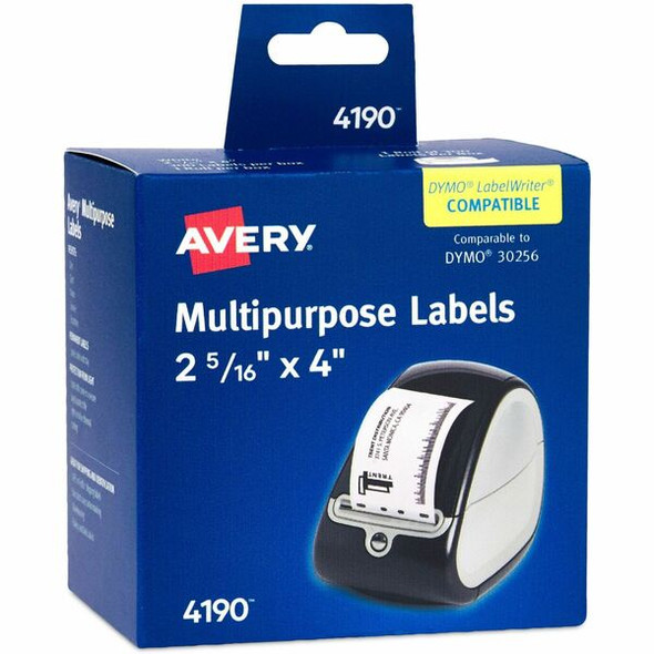 Avery&reg; Direct Thermal Roll Labels, 2-5/16" x 4" , White, 300 Shipping Labels Per Roll, 1 Roll (4190) - Avery Thermal Roll Labels 2-5/16"x4" , 300 White Shipping Labels (4190)