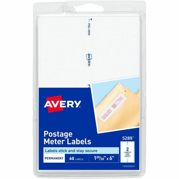 Avery&reg; Address Label - 1 3/16" Width x 6" Length - Permanent Adhesive - Rectangle - White - Paper - 2 / Sheet - 30 Total Sheets - 60 Total Label(s) - 3