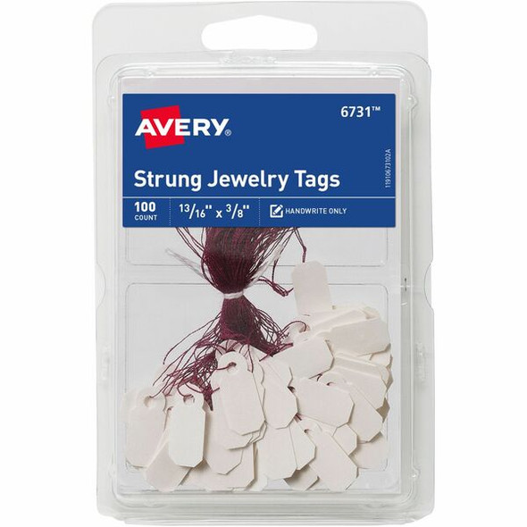 Avery&reg; Jewelry Tags, Strung, 13/16" x 3/8" , 100 Tags (6731) - Avery&reg; Jewelry Tags, Strung, 13/16" x 3/8" , 100 Tags (6731)