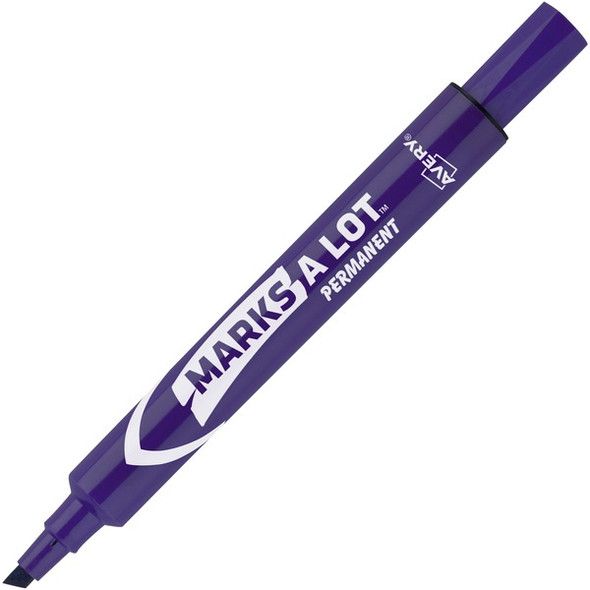 Avery&reg; Large Desk-Style Permanent Markers - 4.7625 mm Marker Point Size - Chisel Marker Point Style - Purple - Purple Plastic Barrel - 1 Dozen