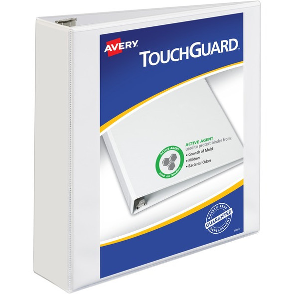 Avery&reg; TouchGuard View 3 Ring Binder - 2" Binder Capacity - Letter - 8 1/2" x 11" Sheet Size - 530 Sheet Capacity - 3 x Slant Ring Fastener(s) - 4 Pocket(s) - Polypropylene - Recycled - Pocket, Durable, Antimicrobial, Heavy Duty - 1 Each