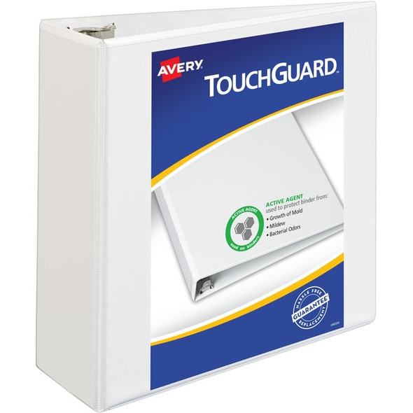 Avery&reg; TouchGuard View 3 Ring Binder - 4" Binder Capacity - Letter - 8 1/2" x 11" Sheet Size - 760 Sheet Capacity - 3 x Slant Ring Fastener(s) - 4 Pocket(s) - Polypropylene - Recycled - Pocket, Durable, Antimicrobial, Heavy Duty - 1 Each