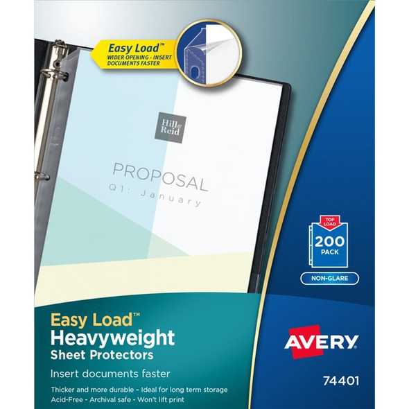 Avery&reg; Non-Glare Heavyweight Sheet Protectors - For Letter 8 1/2" x 11" Sheet - Clear - Polypropylene - 200 / Box