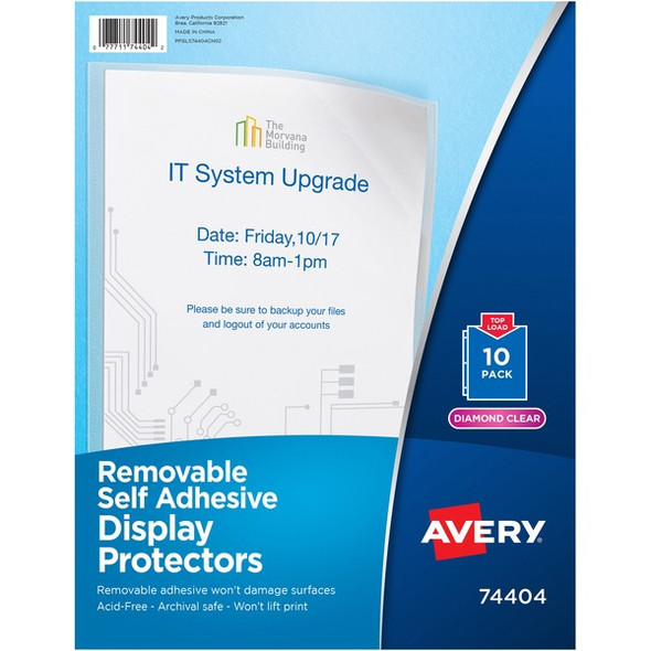 Avery&reg; Display Protectors - 20 x Sheet Capacity - For Letter 8 1/2" x 11" Sheet - Top Loading - Clear - Polypropylene - 10 / Pack