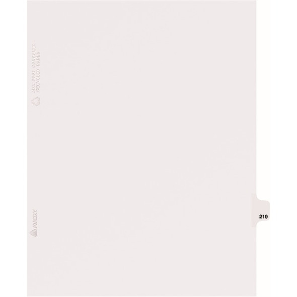 Avery&reg; Side Tab Individual Legal Dividers - 25 x Divider(s) - Side Tab(s) - 219 - 1 Tab(s)/Set - 8.5" Divider Width x 11" Divider Length - Letter - 8.50" Width x 11" Length - White Paper Divider - Recycled - 1