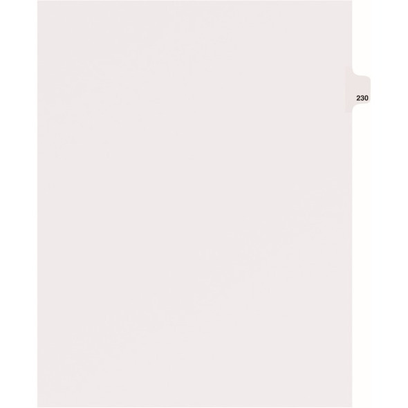 Avery&reg; Side Tab Individual Legal Dividers - 25 x Divider(s) - Side Tab(s) - 230 - 1 Tab(s)/Set - 8.5" Divider Width x 11" Divider Length - Letter - 8.50" Width x 11" Length - White Paper Divider - Recycled - 1