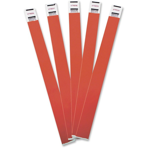 Advantus Tyvek&reg; Wristbands - 3/4" Width x 10" Length - Rectangle - Red - Tyvek - 100 / Pack - Adhesive Closure