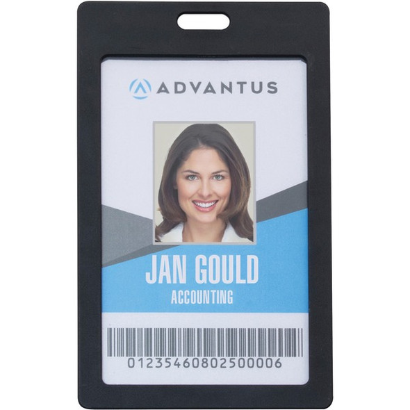 Advantus Vertical Rigid ID Badge Holder - Support 2" x 3.25" Media - Vertical - Plastic - 6 / Pack - Black