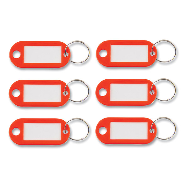 Key Tags Label Window, 0.88 x 0.19 x 2, Red, 6/Pack