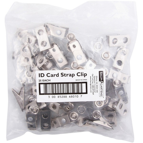 SICURIX ID Strap Clip Adapter - for Badge - Pre-punched - 25 / Pack - Clear - Vinyl