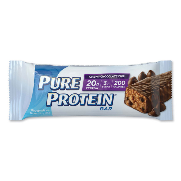Pure Protein Bar, Chewy Chocolate Chip, 1.76 oz Bar, 6/Box