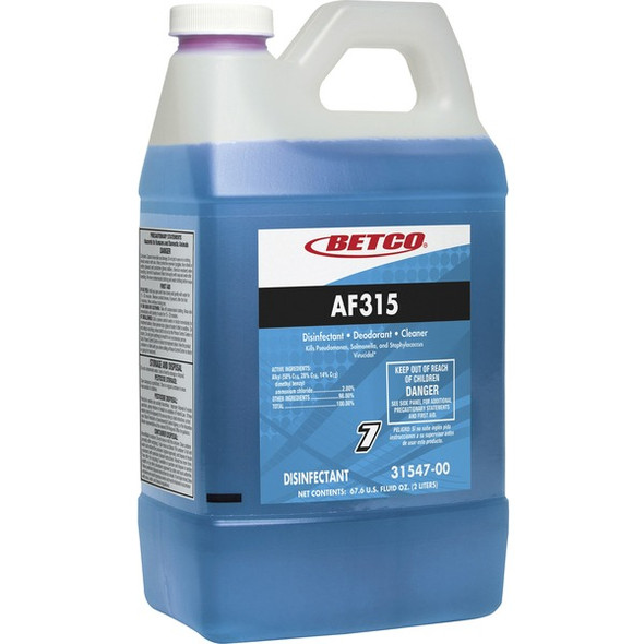 Betco AF315 Disinfectant Cleaner - FASTDRAW 7 - Concentrate - 67.6 fl oz (2.1 quart) - 67.60 oz (4.22 lb) - Citrus Floral Scent - 4 / Carton - Turquoise, Blue