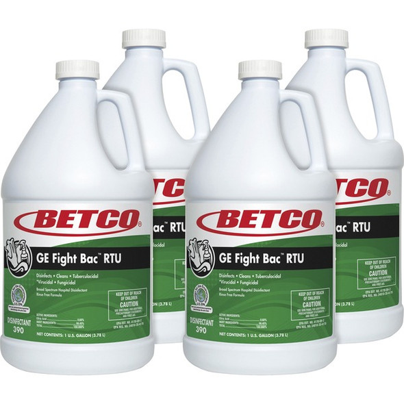 Betco Fight Bac RTU Disinfectant - Ready-To-Use - 128 fl oz (4 quart) - Fresh Scent - 4 / Carton - Clear